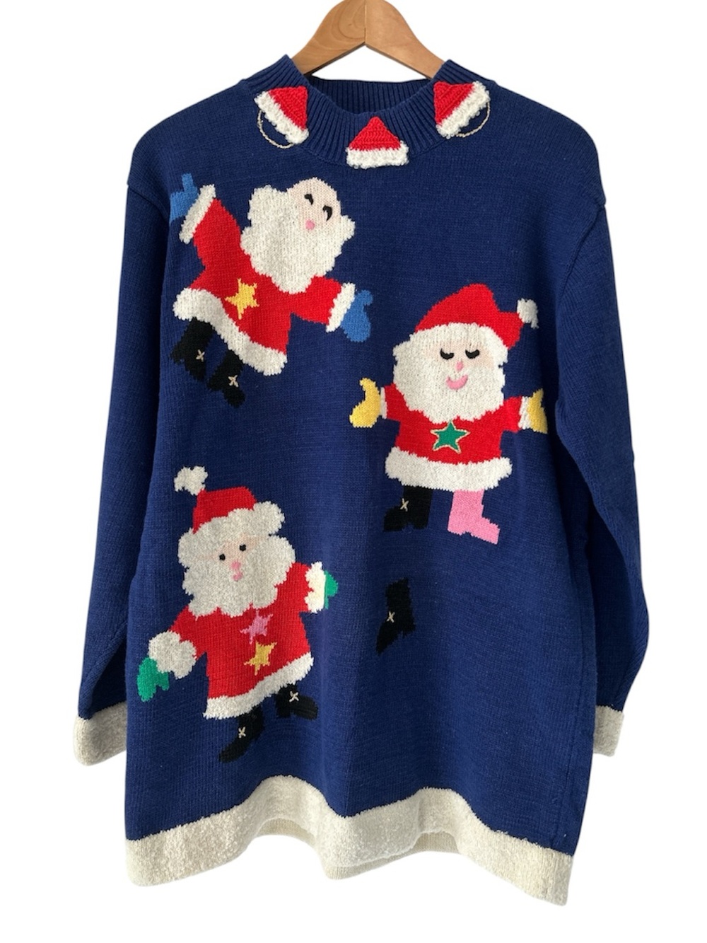 Vintage Storybook Knits Christmas Holiday Santa Mockneck Sweater - Size Large